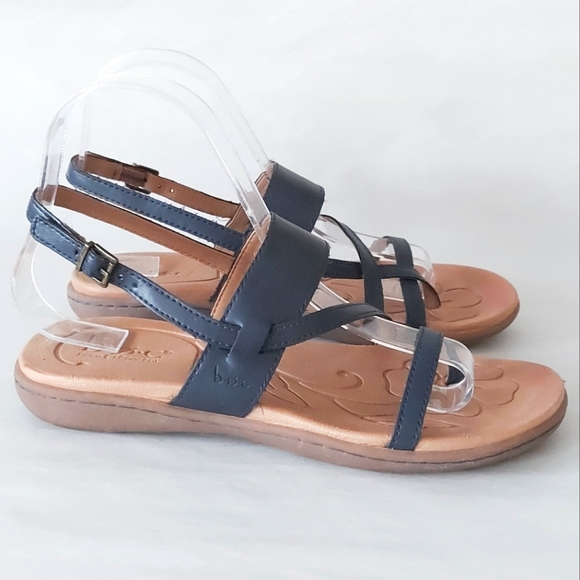 B.O.C Born Women Sandals Size 6 Blue Faux Leather Buckle Ankle Strap Slingback - Picture 3 of 9